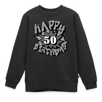50.Geburtstag,50 Jahre,Airbrush, Happy Birthday(25 - Kinder Premium Organic Sweatshirt - Schwarz - Vorne - AI Model Kid Female (0cm)
