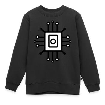Icône de puce d’ordinateur numérique - Sweat Premium enfant bio - noir - Devant - AI Model Kid Female (0cm)