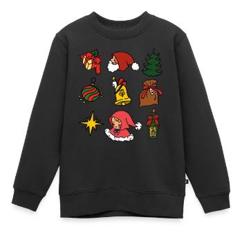 süße Weihnachten mit Christkind, Santa, Tannenbaum - Kinder Premium Organic Sweatshirt - Schwarz - Vorne - AI Model Kid Female (0cm)