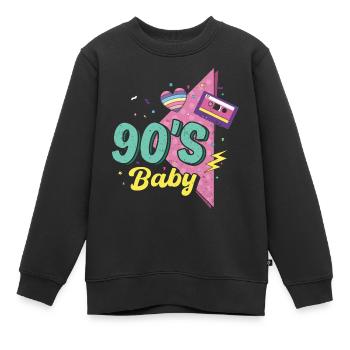 années quatre-vingt-dix - Sweat Premium enfant bio - noir - Devant - AI Model Kid Female (0cm)