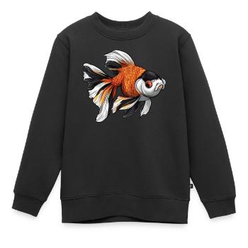 Fancy Calico Veiltail Poisson rouge - Sweat Premium enfant bio - noir - Devant - AI Model Kid Female (0cm)
