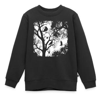 Krähe Rabe Dunkler Wald , Gothic-Grafik - Kinder Premium Organic Sweatshirt - Schwarz - Vorne - AI Model Kid Female (0cm)