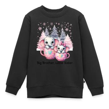 Großer Bruder, kleine Schwester Elefanten - Kinder Premium Organic Sweatshirt - Schwarz - Vorne - AI Model Kid Female (0cm)