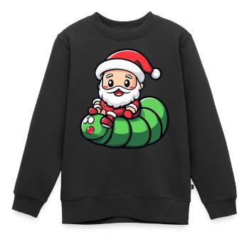 Wurm Weihnachtsmann - Kinder Premium Organic Sweatshirt - Schwarz - Vorne - AI Model Kid Female (0cm)