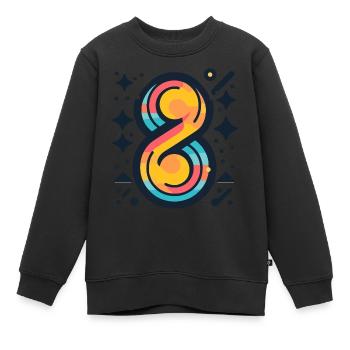 Numéro Huit Coloré - Sweat Premium enfant bio - noir - Devant - AI Model Kid Female (0cm)