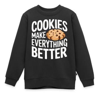 Cookies Cookie Keks Kekse Schokolade - Kinder Premium Organic Sweatshirt - Schwarz - Vorne - AI Model Kid Female (0cm)