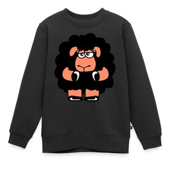Mouton noir Triste Incertain Fatigué Drôle Mignon - Sweat Premium enfant bio - noir - Devant - AI Model Kid Female (0cm)