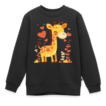 Cadeau de girafe chibi mignonne pour une naissance - Sweat Premium enfant bio - noir - Devant - AI Model Kid Female (0cm)