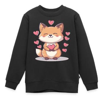 Ein Chibi-Fuchs als Babygeschenk - Kinder Premium Organic Sweatshirt - Schwarz - Vorne - AI Model Kid Female (0cm)
