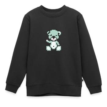 Pixel Bear Pastel Cyan - Sweat Premium enfant bio - noir - Devant - AI Model Kid Female (0cm)