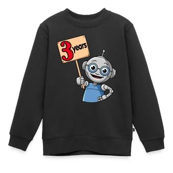 drei Jahre dritter Geburtstag kleiner Roboter - Kinder Premium Organic Sweatshirt - Schwarz - Vorne - AI Model Kid Female (0cm)