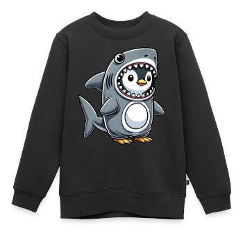 Süßer Pinguin Hai lustiger Cartoon Kostüm - Kinder Premium Organic Sweatshirt - Schwarz - Vorne - AI Model Kid Female (0cm)