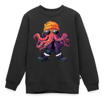 Octopus Cool BD - Sweat Premium enfant bio - noir - Devant - AI Model Kid Female (0cm)