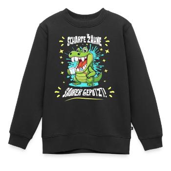 Hygiène dentaire crocodile - Sweat Premium enfant bio - noir - Devant - AI Model Kid Female (0cm)