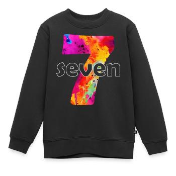 SIEBEN 7 JAHRE JUNGE 7. GEBURTSTAG - Kinder Premium Organic Sweatshirt - Schwarz - Vorne - AI Model Kid Female (0cm)
