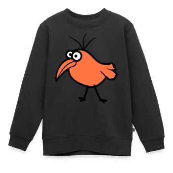 oiseau regarde mignon drôle maladroit drôle confus bande dessinée - Sweat Premium enfant bio - noir - Devant - AI Model Kid Female (0cm)