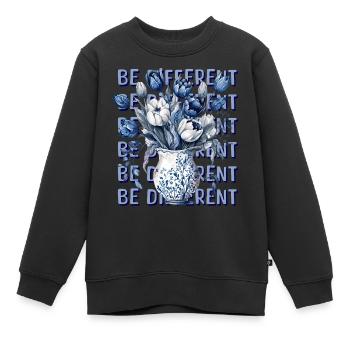 Soyez différent – Tulipes bleues et positivité - Sweat Premium enfant bio - noir - Devant - AI Model Kid Female (0cm)