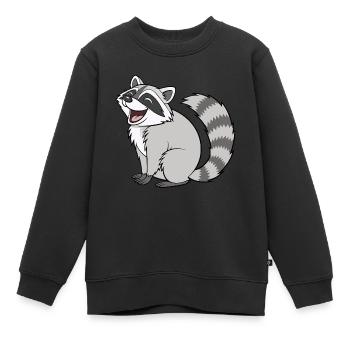 Lachender Waschbär – Süßes Cartoon-Tier für echte - Kinder Premium Organic Sweatshirt - Schwarz - Vorne - AI Model Kid Female (0cm)