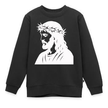 Jésus - Sweat Premium enfant bio - noir - Devant - AI Model Kid Female (0cm)