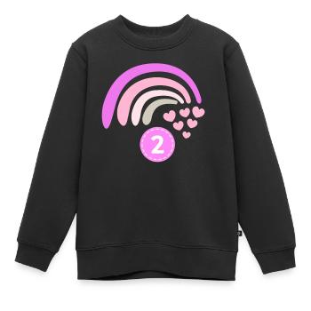 Anniversaire Arc-en-ciel 2 - Sweat Premium enfant bio - noir - Devant - AI Model Kid Female (0cm)