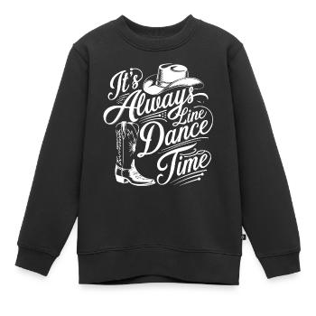 Line Dance Time Zeit zum Tanzen Linedance - Kinder Premium Organic Sweatshirt - Schwarz - Vorne - AI Model Kid Female (0cm)