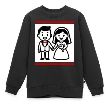 Mariage de couple marié - Sweat Premium enfant bio - noir - Devant - AI Model Kid Female (0cm)