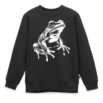 Graphique de grenouille - Sweat Premium enfant bio - noir - Devant - AI Model Kid Female (0cm)