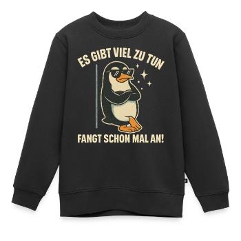 Pingouin cool dans le travail de bureau - Sweat Premium enfant bio - noir - Devant - AI Model Kid Female (0cm)