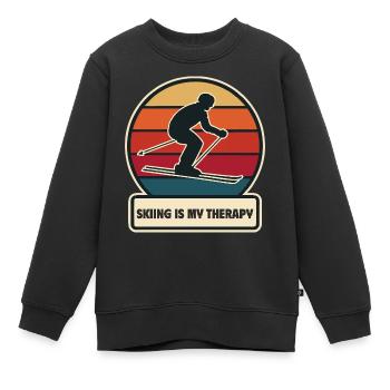 Le ski est ma chemise de thérapie - Sweat Premium enfant bio - noir - Devant - AI Model Kid Female (0cm)