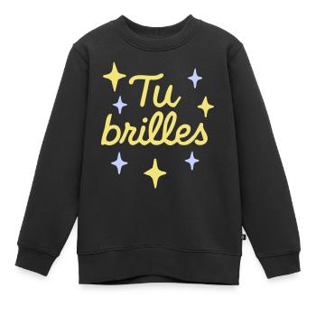 Tu brilles Message positif - Sweat Premium enfant bio - noir - Devant - AI Model Kid Female (0cm)