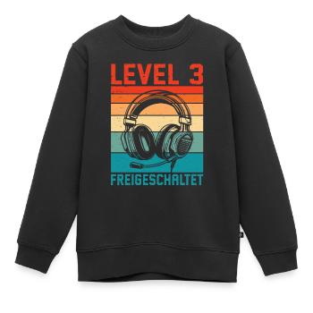 3rd Birthday Boys Gamer Level 3 Unlocked - Kids Premium Organic Sweatshirt - black - Front - AI Model Kid Female (0cm)