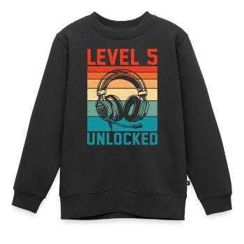 Kind 5 Jahre alt Level 5 freigeschaltet, 5. Geburtstag - Kinder Premium Organic Sweatshirt - Schwarz - Vorne - AI Model Kid Female (0cm)