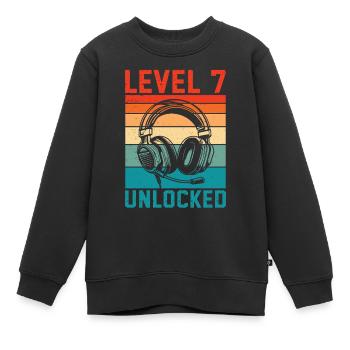 Kind 7 Jahre alt Level 7 freigeschaltet, 7. Geburtstag - Kinder Premium Organic Sweatshirt - Schwarz - Vorne - AI Model Kid Female (0cm)
