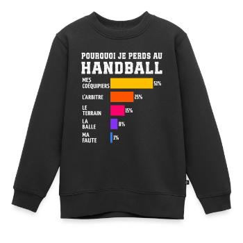 Warum ich beim Handball verliere - Kinder Premium Organic Sweatshirt - Schwarz - Vorne - AI Model Kid Female (0cm)