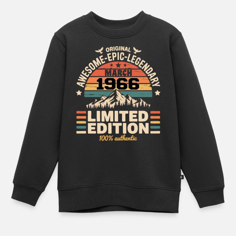 Vintage-Jubiläum März 1966 März 1966 - Kinder Premium Organic Sweatshirt - Schwarz