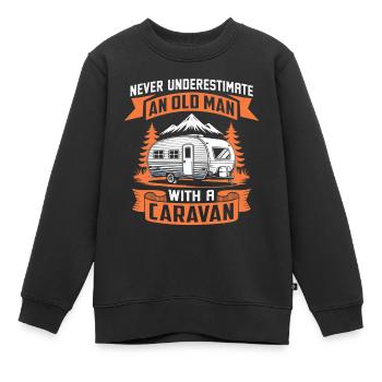 Unterschätze niemals einen alten Mann mit Wohnwagen - Kinder Premium Organic Sweatshirt - Schwarz - Vorne - AI Model Kid Female (0cm)