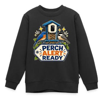 PERCH ALERT READY - Kinder Premium Organic Sweatshirt - Schwarz - Vorne - AI Model Kid Female (0cm)