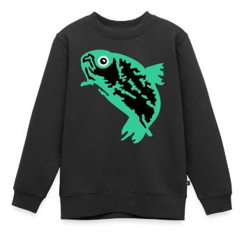 truite (3c) - Sweat Premium enfant bio - noir - Devant - AI Model Kid Female (0cm)