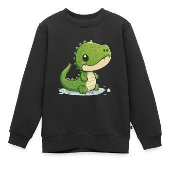 small crocodile - Kids Premium Organic Sweatshirt - black - Front - AI Model Kid Female (0cm)