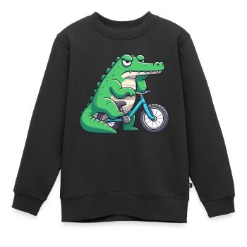 Drôle de crocodile sur le vélo ennuyeux - Sweat Premium enfant bio - noir - Devant - AI Model Kid Female (0cm)