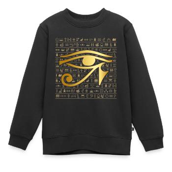 Hiéroglyphes Egypte oeil cadeau - Sweat Premium enfant bio - noir - Devant - AI Model Kid Female (0cm)
