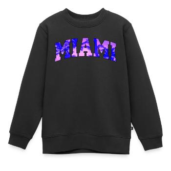 Logo der Miami Purple University - Kinder Premium Organic Sweatshirt - Schwarz - Vorne - AI Model Kid Female (0cm)