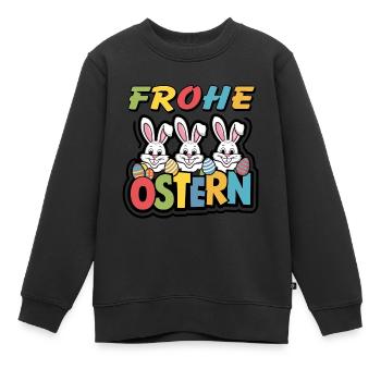 Frohe Ostern drei fröhliche Osterhasen - Kinder Premium Organic Sweatshirt - Schwarz - Vorne - AI Model Kid Female (0cm)