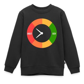 Angst > Gier - Kinder Premium Organic Sweatshirt - Schwarz - Vorne - AI Model Kid Female (0cm)