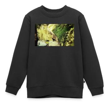 Rabe auf gelbem Fluss - Kinder Premium Organic Sweatshirt - Schwarz - Vorne - AI Model Kid Female (0cm)