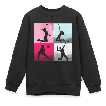 volleyball,volleyballer, Beachball,Graffiti,pink - Kinder Premium Organic Sweatshirt - Schwarz - Vorne - AI Model Kid Female (0cm)