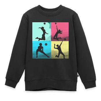 volleyball,volleyballer, Beachball,bunt - Kinder Premium Organic Sweatshirt - Schwarz - Vorne - AI Model Kid Female (0cm)