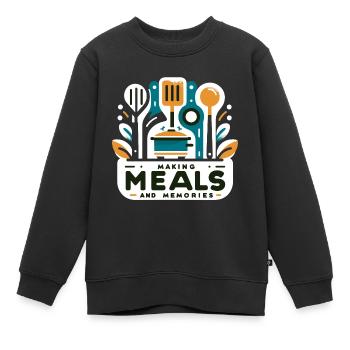 Mahlzeiten und Erinnerungen schaffen - Kinder Premium Organic Sweatshirt - Schwarz - Vorne - AI Model Kid Female (0cm)