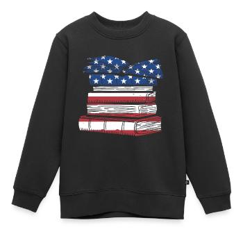 Writer Us Flag Writing - Kids Premium Organic Sweatshirt - black - Front - AI Model Kid Female (0cm)