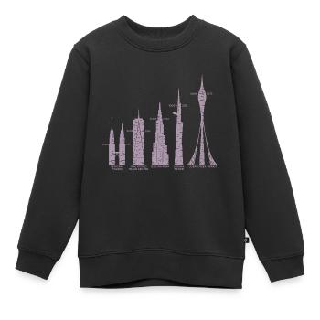 Les plus hauts gratte-ciel Nuages Bâtiments Méga tours - Sweat Premium enfant bio - noir - Devant - AI Model Kid Female (0cm)